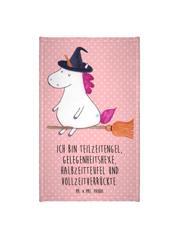 Mr. & Mrs. Panda Gästehandtuch Einhorn Hexe mit Spruch in Rot Pastell