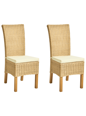 Beliani 2er-Set Esszimmerstuhl ANDES in Naturfarben/Beige
