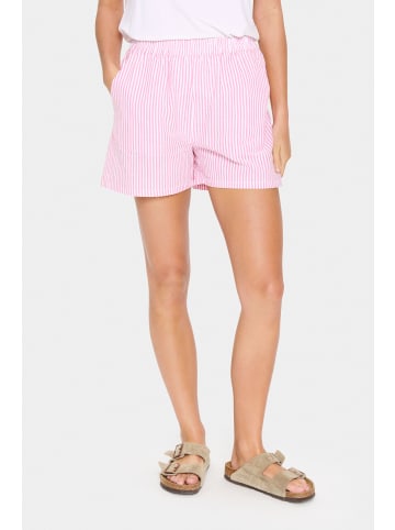 SAINT TROPEZ Shorts ElmikoSZ Gerade Passform in Fandango Pink White Stripe
