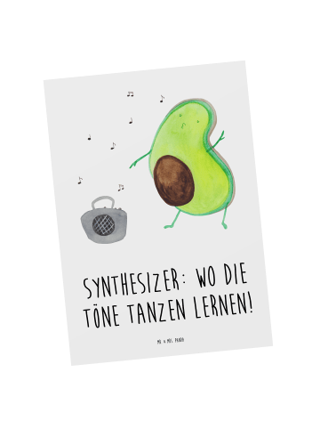 Mr. & Mrs. Panda Postkarte Synthesizer Tanz mit Spruch in Weiß