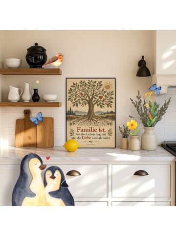 Mr. & Mrs. Panda Print Stammbaum nostalgisch Design mit Spruch in Weiß