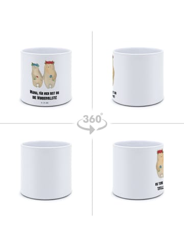 Mr. & Mrs. Panda Kübel für Pflanzen Bären mit Blumenkranz mit Sp... in Weiß