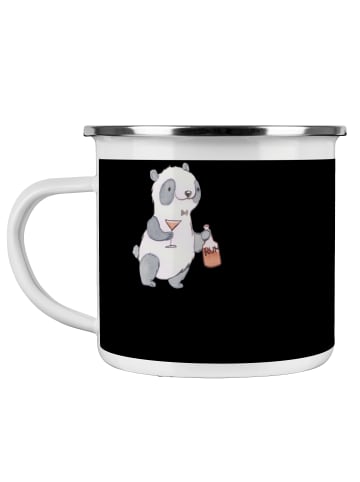 Mr. & Mrs. Panda Teetasse Junggesellenabschied Feier mit Spruch in Schwarz