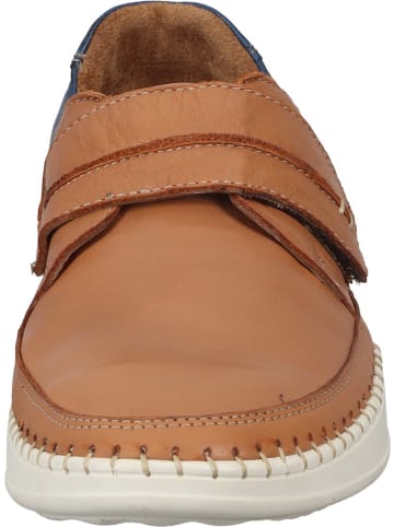 manitu Klettverschluss-Schuhe, Slipper in cognac