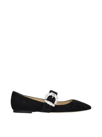 Schwarz Leder Ballerina Flache Schuhe