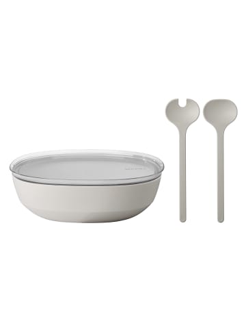 Mepal Servierschale mit Deckel & Salatbesteck Silueta 4000 ml in Nordic White