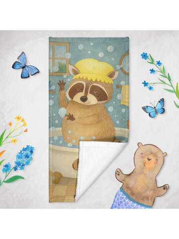 Mr. & Mrs. Panda Badetuch Waschbär Design ohne Spruch in Gelb Pastell