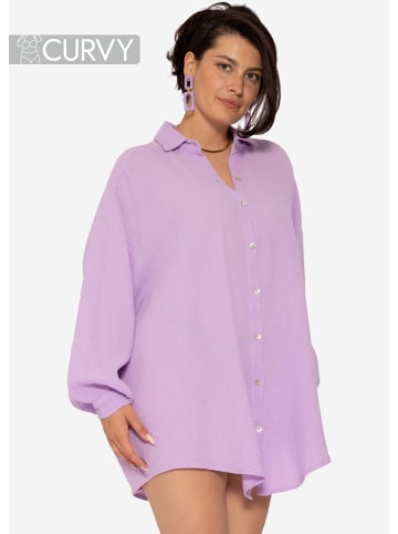 SASSYCLASSY Curvy Musselin Bluse oversize, kurz in Flieder