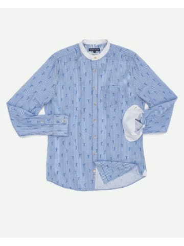 COLOURS & SONS Knopfleisten Langarmshirt für Herren in blau