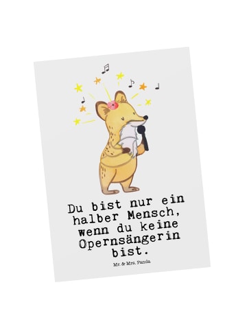 Mr. & Mrs. Panda Postkarte Opernsängerin Herz mit Spruch in Weiß