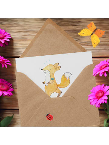 Mr. & Mrs. Panda Grußkarte Fuchs Joggen mit Spruch in Weiß