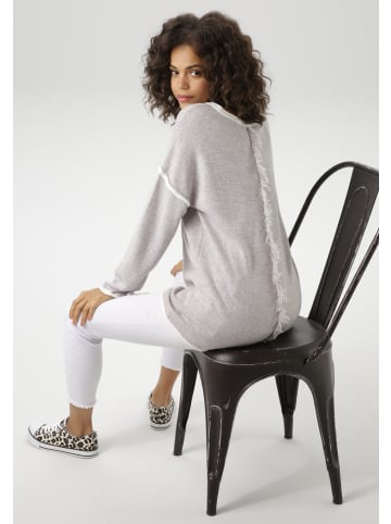 Aniston CASUAL Strickpullover in hellgrau-wollweiß-meliert