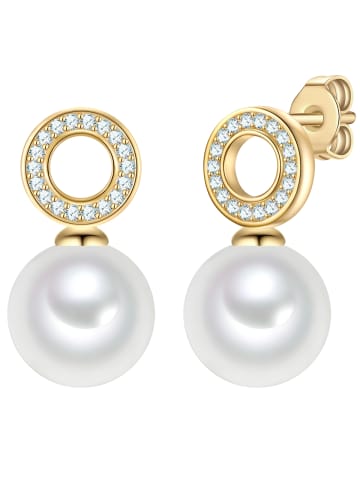 Rafaela Donata Ohrringe aus Sterling Silber mit Zirkonia Muschelkernperle in gelbgold