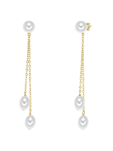 Valero Pearls Ohrhänger Sterling Silber Süßwasser-Zuchtperle in gelbgold