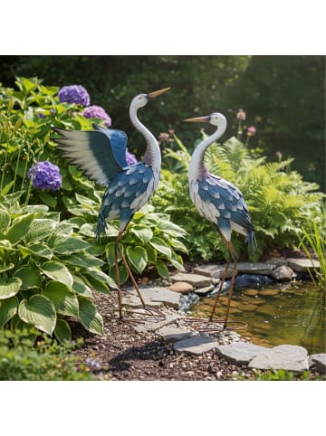 relaxdays 2 x Gartendeko Figur "Reiher" in Mehrfarbig