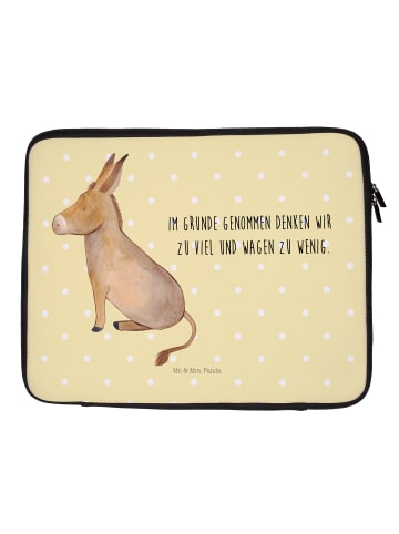 Mr. & Mrs. Panda Laptop Tasche Esel mit Spruch in Gelb Pastell