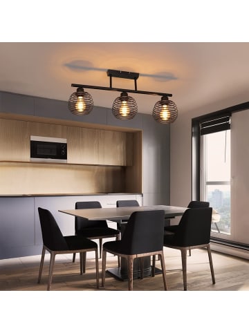 ZMH Deckenleuchte 3-flammige E27 in schwarz Metall Vintage Wohnzimmerlampe