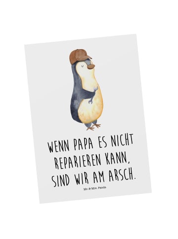 Mr. & Mrs. Panda Postkarte Wenn Papa es nicht reparieren kann, s... in Weiß