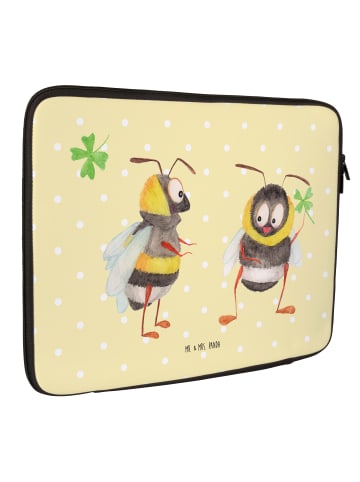 Mr. & Mrs. Panda Notebook Tasche Hummeln Kleeblatt ohne Spruch in Gelb Pastell