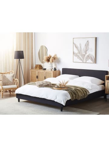 Beliani Doppelbett FITOU in Schwarz/Dunkler Holzfarbton - (W) 190 x (H) 87 x (L) 214 cm