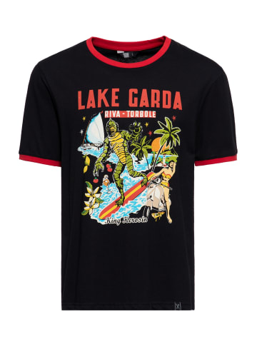 King Kerosin King Kerosin Ringer T-Shirt Lake Garda in schwarz