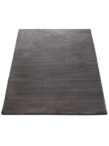 KADIMA DESIGN Hochflor Teppich Unifarben schmutzabweisend in Dunkelgrau