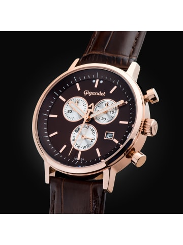 Gigandet Quarzuhr Chronograph "CLASSICO" in Braun/Rosegold