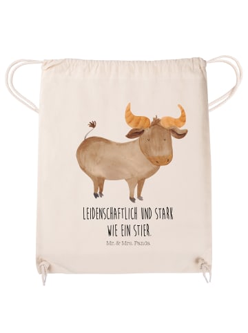 Mr. & Mrs. Panda Jutebeutel Sternzeichen Stier mit Spruch in Creme