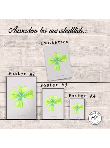 Mr. & Mrs. Panda Bild Blume Kleeblatt ohne Spruch in Grau Pastell