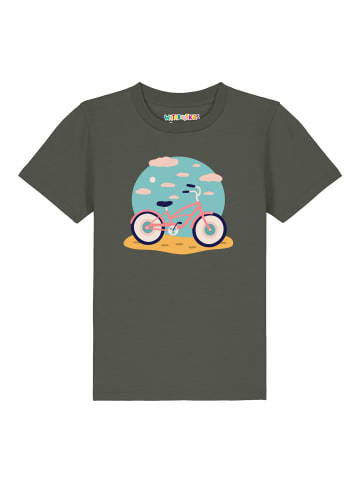 wat? Apparel T-Shirt Fahrrad am Strand in Khaki