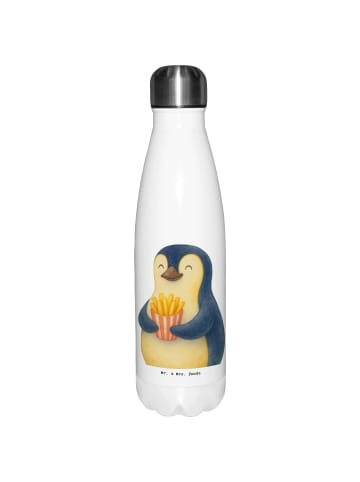Mr. & Mrs. Panda Trinkflasche Edelstahl Pinguin Frühling Pommes ... in Weiß