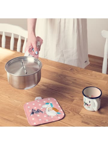 Mr. & Mrs. Panda Topfuntersetzer Einhorn Bergsteiger ohne Spruch in Rot Pastell