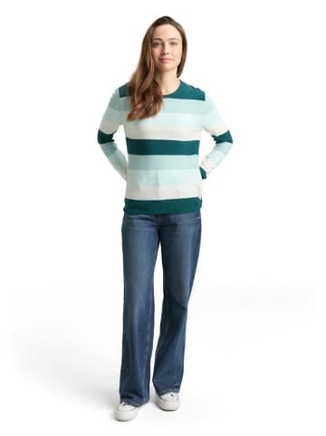 Tom Tailor Pullover in green mint white stripe