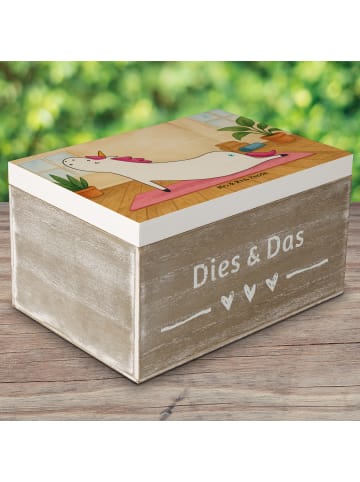 Mr. & Mrs. Panda Aufbewahrungsbox Einhorn Yoga Design ohne Spruch in Weiß