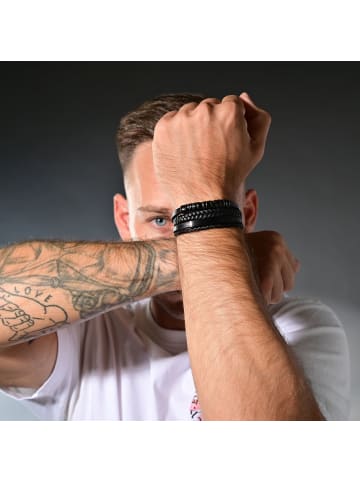 Adeliás Herren Armband – Lederarmband aus Leder 23 cm in schwarz