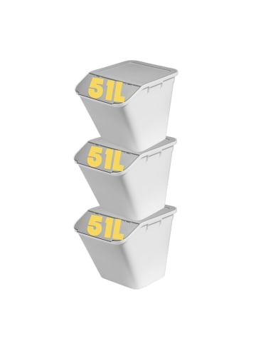 SmartStore 3er-Set Aufbewahrungsbox Collect Stack-it Weiß/Grau 51L