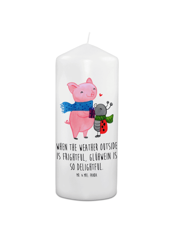 Mr. & Mrs. Panda Kerze Glühschwein Smörle mit Spruch in Weiß