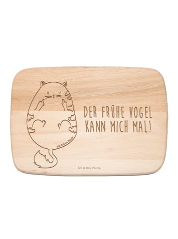 Mr. & Mrs. Panda Frühstücksbrett Katze Frühaufsteher mit Spruch in Transparent