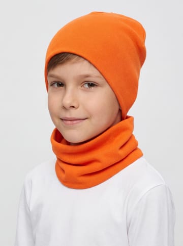 TupTam Unisex Kinder Beanie Mütze Schlauchschal Set in orange