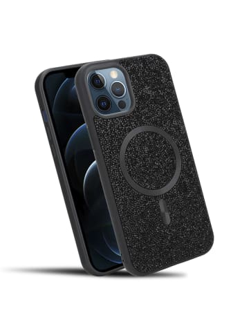 cadorabo Hülle für iPhone 12 / 12 PRO Glitzer Schutzhülle in Schwarz