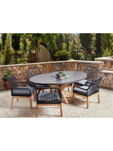 Beliani 13-tlg Gartentisch Set ORISTANO in Grau/Schwarz/Braun