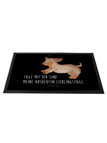 Mr. & Mrs. Panda Schmutzmatte Hund Dackel mit Spruch in Schwarz
