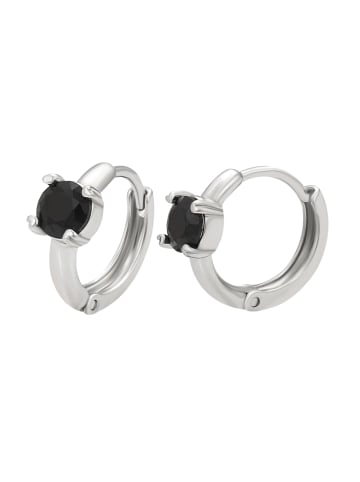 faina Women Huggie Earrings in Silver Black
