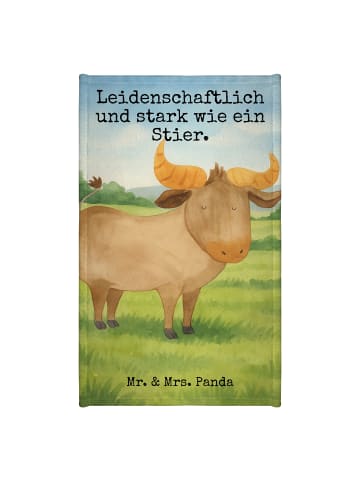 Mr. & Mrs. Panda Gästehandtuch Sternzeichen Stier Design mit Spruch in Weiß