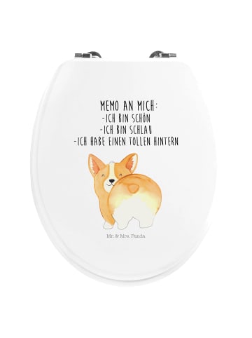 Mr. & Mrs. Panda Motiv WC Sitz Corgi Po mit Spruch in Weiß