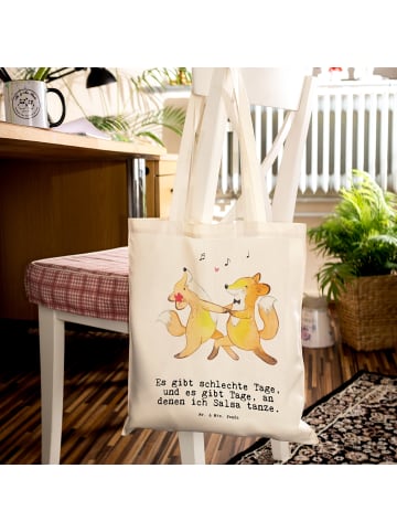 Mr. & Mrs. Panda Stoffbeutel Füchse Salsa tanzen mit Spruch in Creme