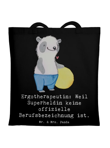 Mr. & Mrs. Panda Tragetasche Ergotherapeutin Superheldin mit Spruch in Schwarz