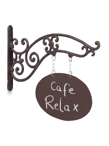 relaxdays 2x Wandschild in Braun