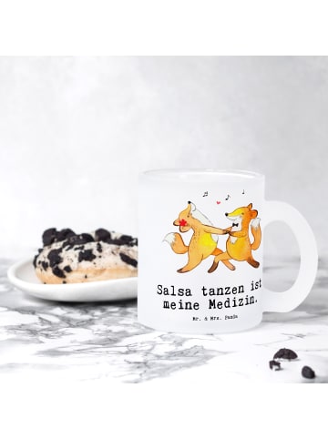 Mr. & Mrs. Panda Teetasse Füchse Salsa tanzen mit Spruch in Transparent