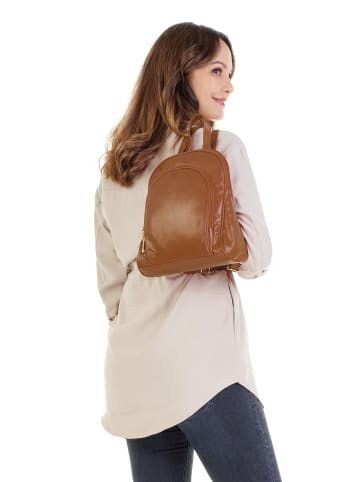 Cluty City-Rucksack echt Leder in cognac
